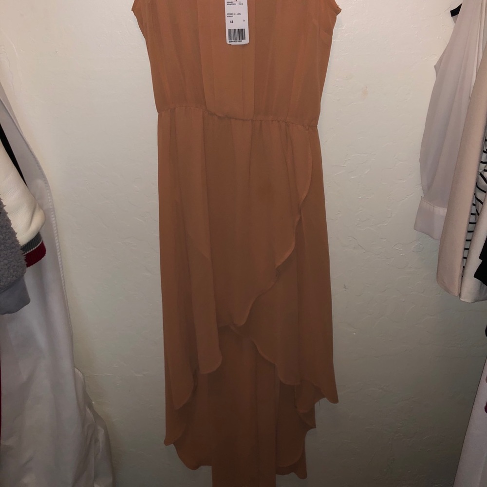 High-Low Apricot Chiffon Dress - Picture 2 of 5